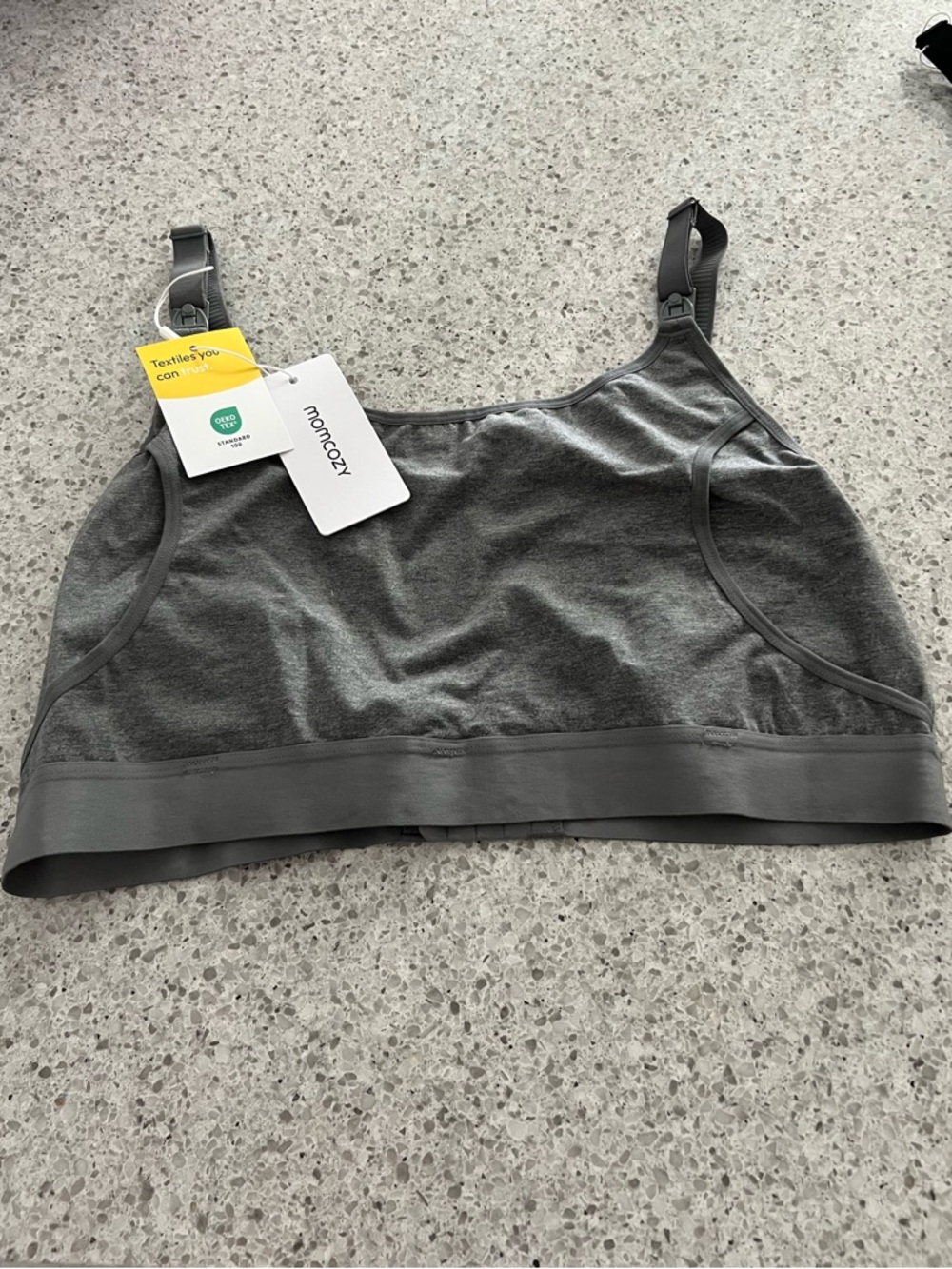 Black & Gray Nursing Bra with Clip-Down Straps - Picture 3 of 5